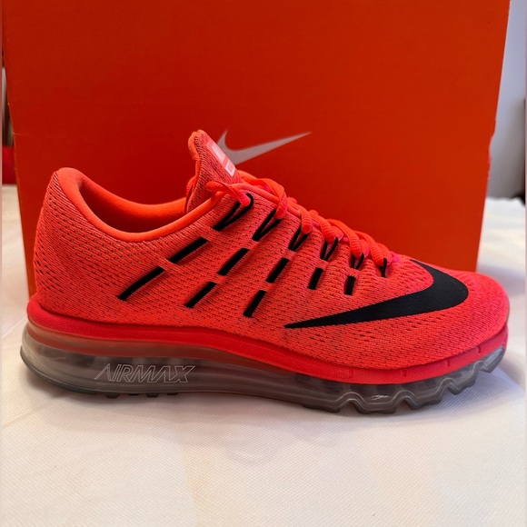 MEN’S NIKE AIR MAX 2016 in a BRIGHT CRIMSON /BLCK-UNVRSTY RD Size 7.5 - Picture 11 of 11